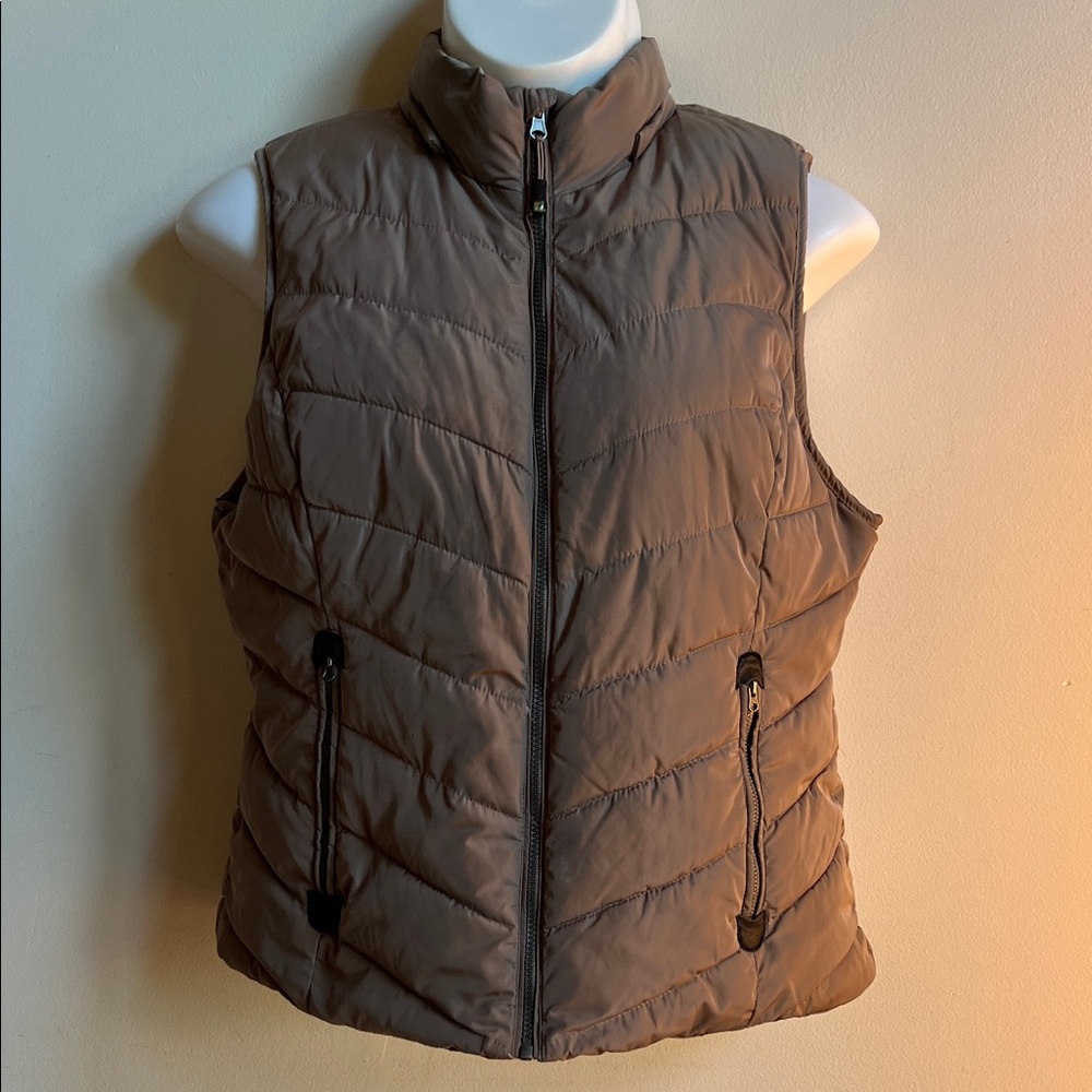 GreenTea Women's Quilted Vest - Taupe